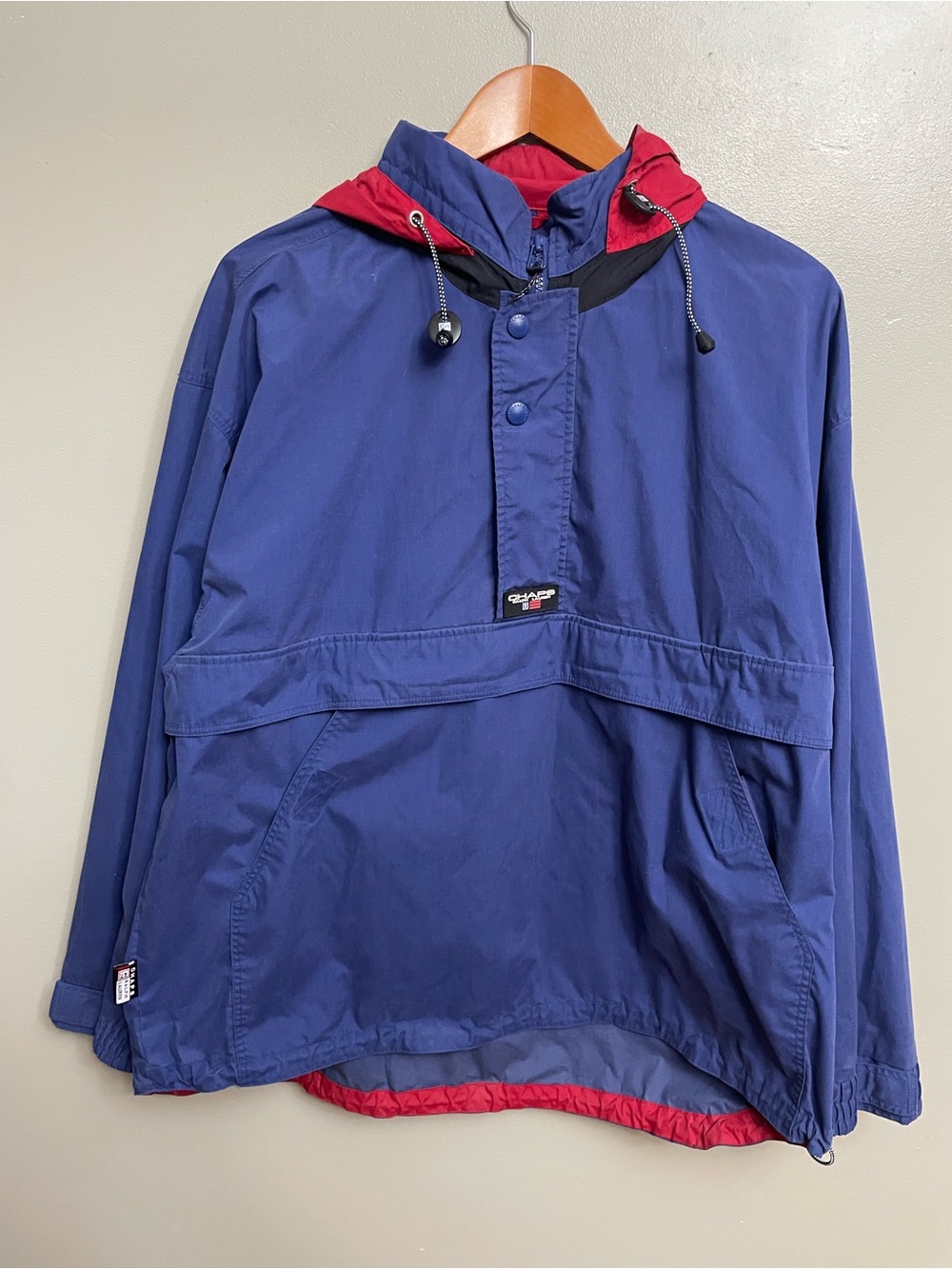 Vintage 90s CHAPS Ralph Lauren Mens Large Anorak Windbreaker blue red Gorpcore